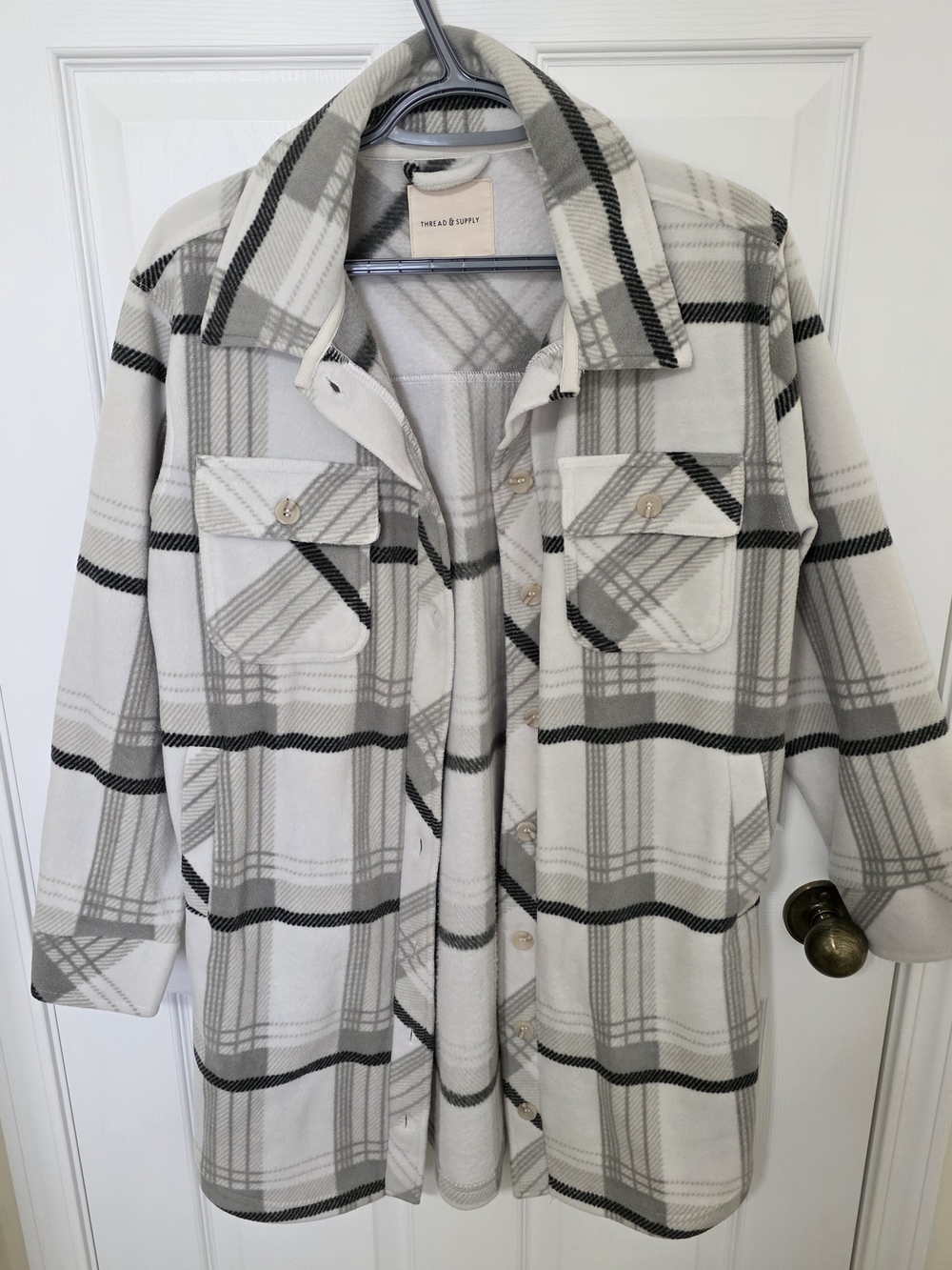 Thread & Supply Cream and Gray Cozy Lined Jacket
